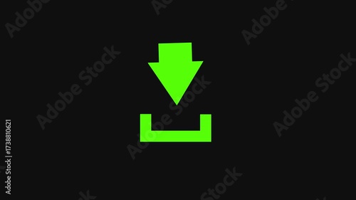 Wallpaper Mural Bright Green Download Icon with Arrow Pointing Down on Black Background symbol graphic Torontodigital.ca