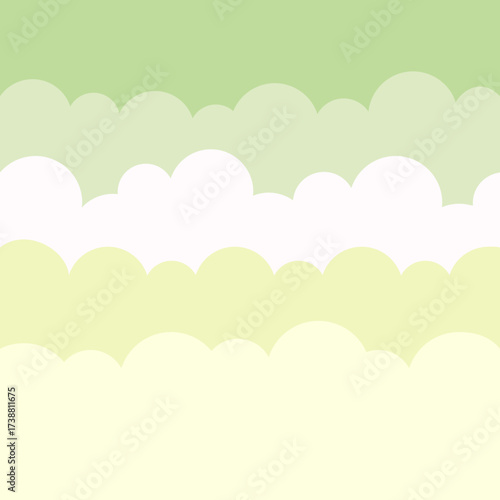 Illustration of Clouds in Green and White