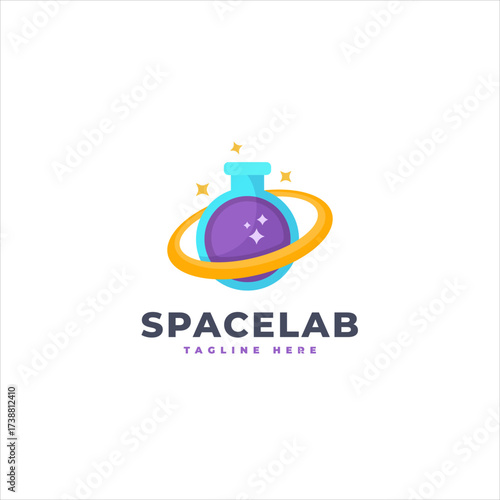 Creative Space Lab Flask Logo Template for Science Projects