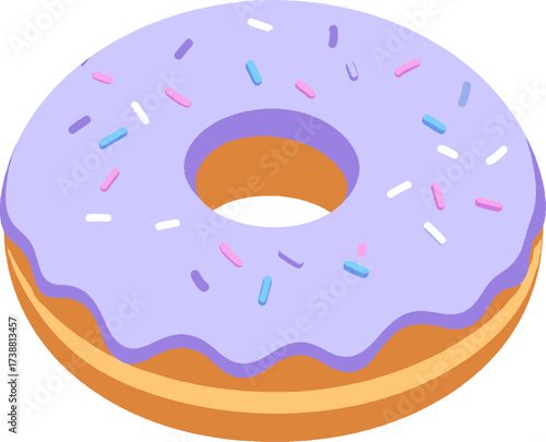 vector donut with sprinkles isolated on white background
