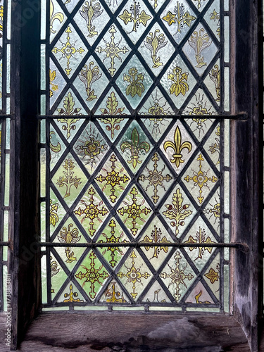 Glass detail of an old church