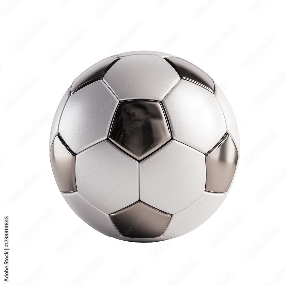 Fototapeta premium Classic black and white soccer ball with hexagonal and pentagonal panels isolated on transparent background