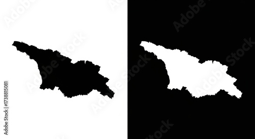Stylish Georgia map icons in black and white inverse format