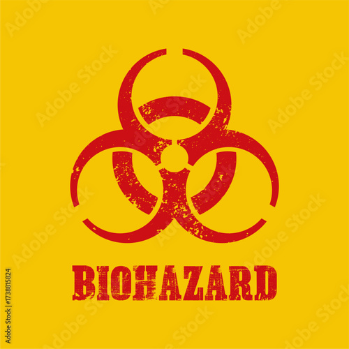 Radioactive virus symbol icon on yellow background. Vector illustration.