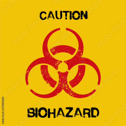 Radioactive virus symbol icon on yellow background. Vector illustration.