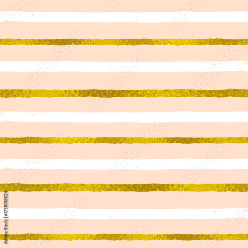Horizontal stripes of gold and white on a peach background