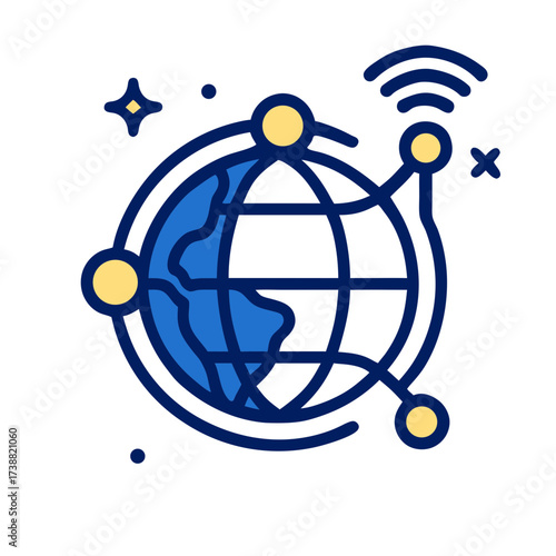 Global Connectivity Icon Representing Efficient Digital Networks for Seamless Logistic and Delivery Services Across the World, Facilitating Modern Communication and Supply Chain Operations