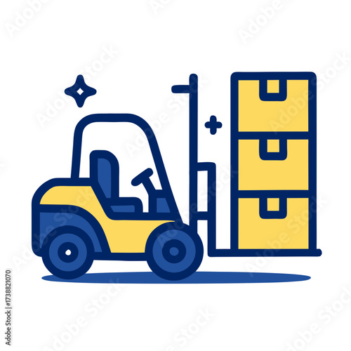Forklift transporting stacked boxes, logistic and delivery services, warehouse operations, material handling, efficient shipping