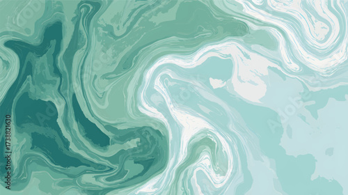 Abstract soft waves in shades of green and blue, smooth flowing shapes