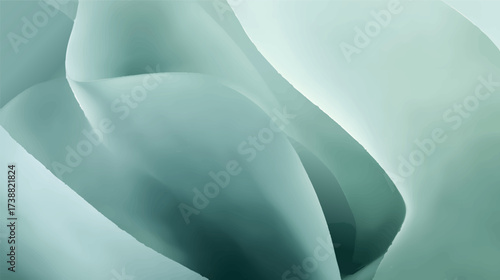 Abstract soft waves in shades of green and blue, smooth flowing shapes