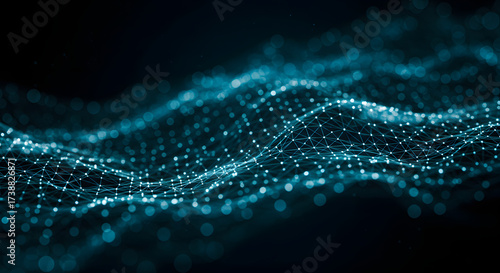Blue Digital Network Connection Wave Abstract
