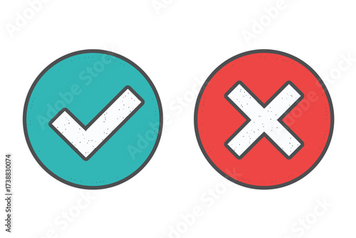 Green checkmark and red cross mark icons representing approval and rejection.