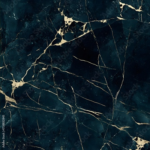 Elegant dark green marble texture with gold veins, luxury background concept