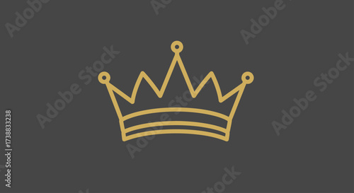 Elegant gold outline crown displayed against a dark gray background, symbolizing royalty.