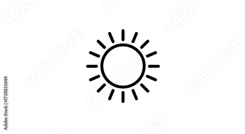 Simple line drawing of a sun with radiating beams, centered on a white background.