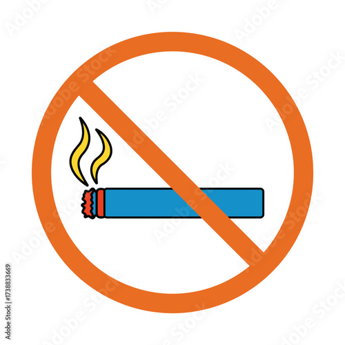 No Smoking Sign with Cigarette and Smoke.