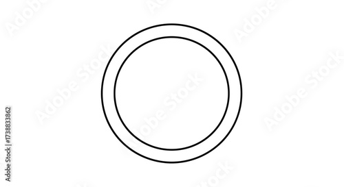 A simple graphic featuring two concentric circles, one slightly smaller than the other, both outlined in black against a plain white background.
