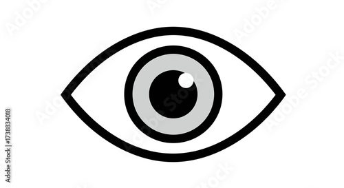 Simple graphic illustration of a human eye, showcasing the pupil, iris, and outline.