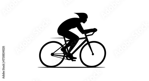 Silhouette of a cyclist riding a bicycle at speed, showcasing motion and athletic form.