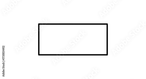 Simple black rectangular shape against a plain white background, isolated.