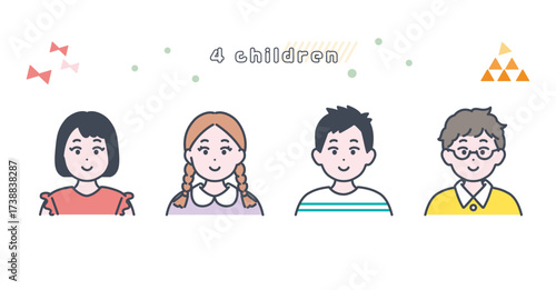 小学生　キッズ　アイコンイラスト素材