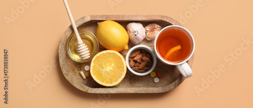 Wooden board with healthy f...