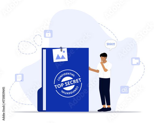 Top secret concept illustration. Suitable for landing page, ui, web, App intro card, editorial, flyer, and banner.