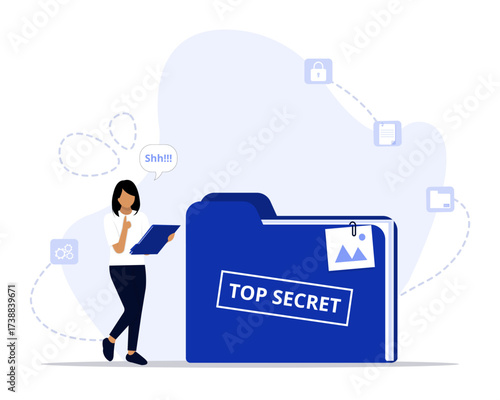 Top secret concept illustration. Suitable for landing page, ui, web, App intro card, editorial, flyer, and banner.
