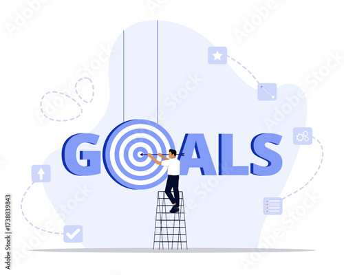 Personal goals concept illustration. Suitable for landing page, ui, web, App intro card, editorial, flyer, and banner.
