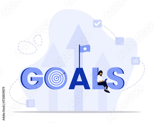 Personal goals concept illustration. Suitable for landing page, ui, web, App intro card, editorial, flyer, and banner.