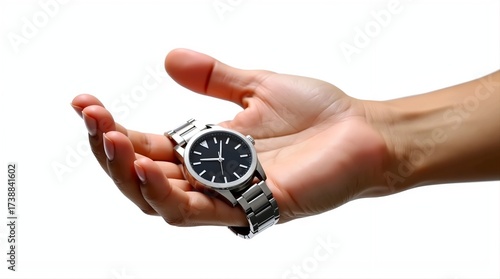 watch in man hand isolated on white