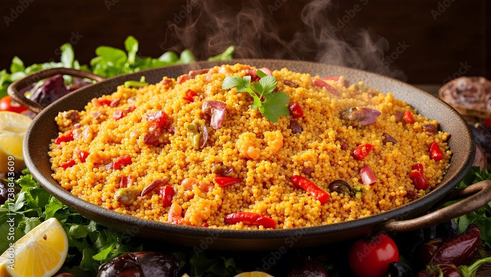 Fototapeta premium CouscousWithVegetablesInPan
