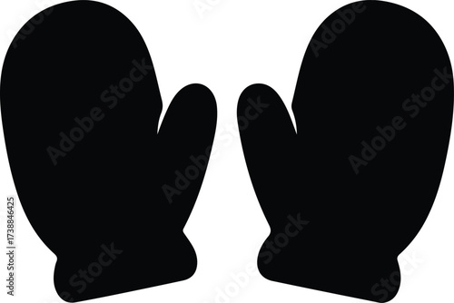 Vector silhouette two mittens winter accessory illustration