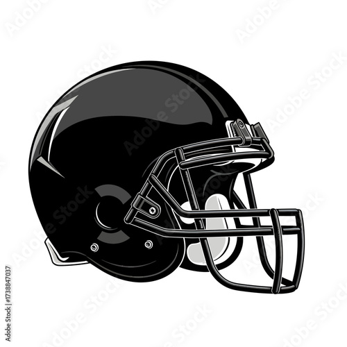Black Football Helmet Illustration for Sports Equipment and Gear.