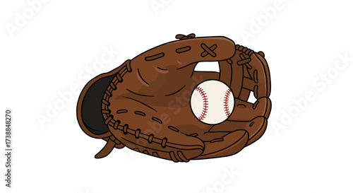 Baseball Glove with Ball - Classic Sports Equipment Illustration
