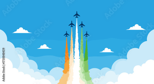 Indian Air Force jets paint the sky with vibrant colors during a patriotic display.