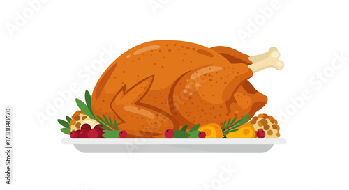 Festive Roast Turkey Illustration for Thanksgiving Celebrations