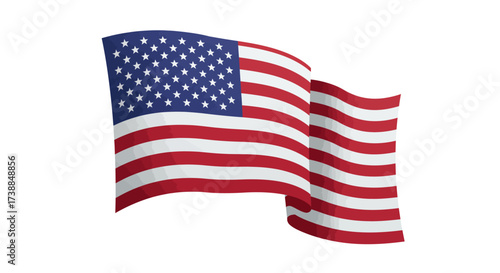 Waving American Flag Illustration Symbol of Patriotism and National Identity