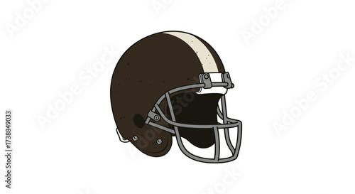 Brown Football Helmet Illustration with Retro Style