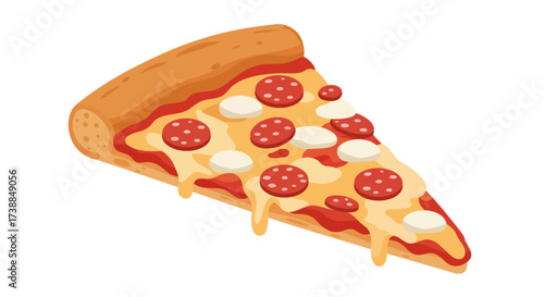 Delicious Pizza Slice with Pepperoni and Mozzarella Illustration