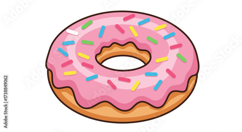 Pink Frosted Donut with Sprinkles A Sweet Treat Illustration