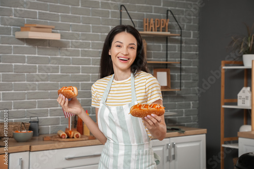 Young happy woman with tast...