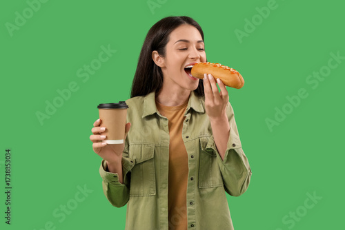 Young happy woman with tast...