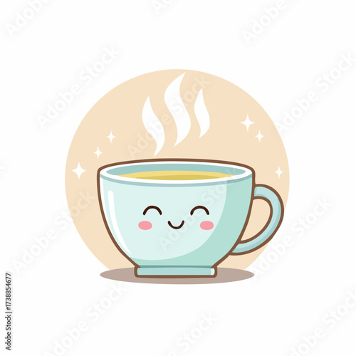 Flat Vector Icon of Steaming Coffee Cup