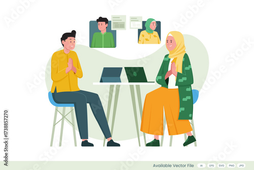 People in a meeting some in person some via video call