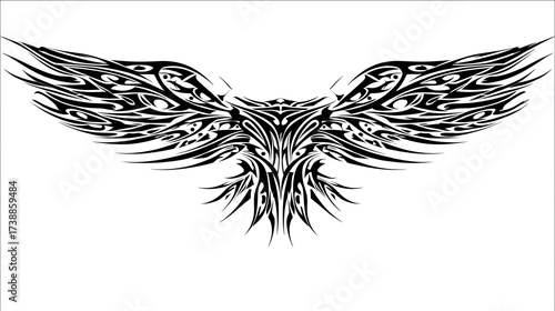 Stylish Black Tribal Wing Design for Artistic Branding Projects