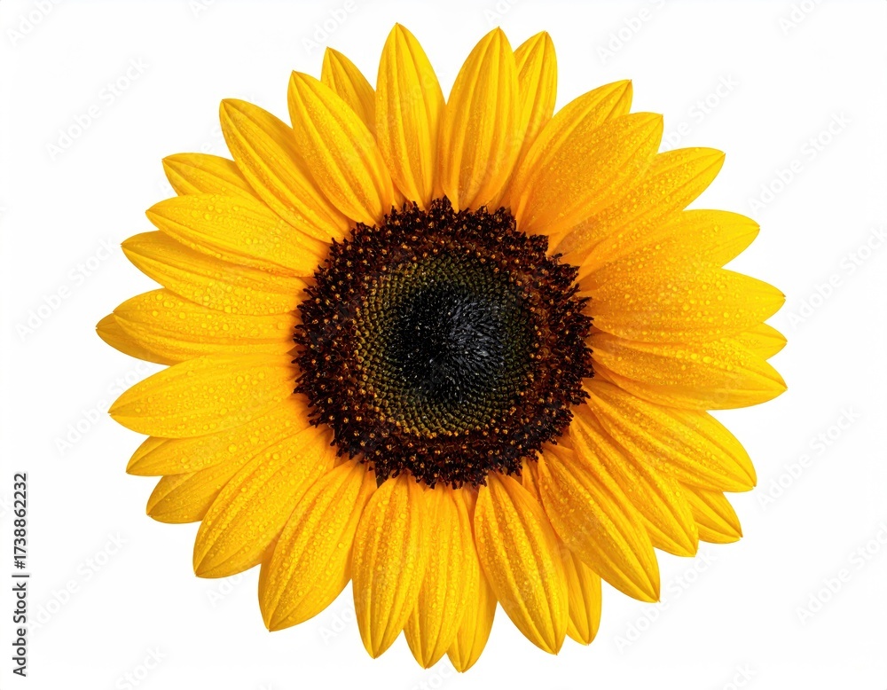 Fototapeta premium Bright yellow sunflower on white background