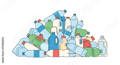 Large Pile of Assorted Plastic Bottles for Recycling.