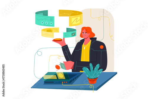 Person juggling data displays over a control panel