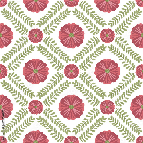 Seamless pink floral vector pattern for fabric and wallpaper